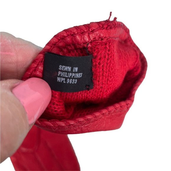 Woman's Grandoe soft Leather Gloves size 7 knit lined Red - Picture 7 of 12